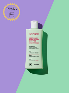 Skinlick Root Cause Sebum Balance Shampoo blagi šampon za regulaciju masnog vlasišta i perut u bočici i Value4Money nagradom